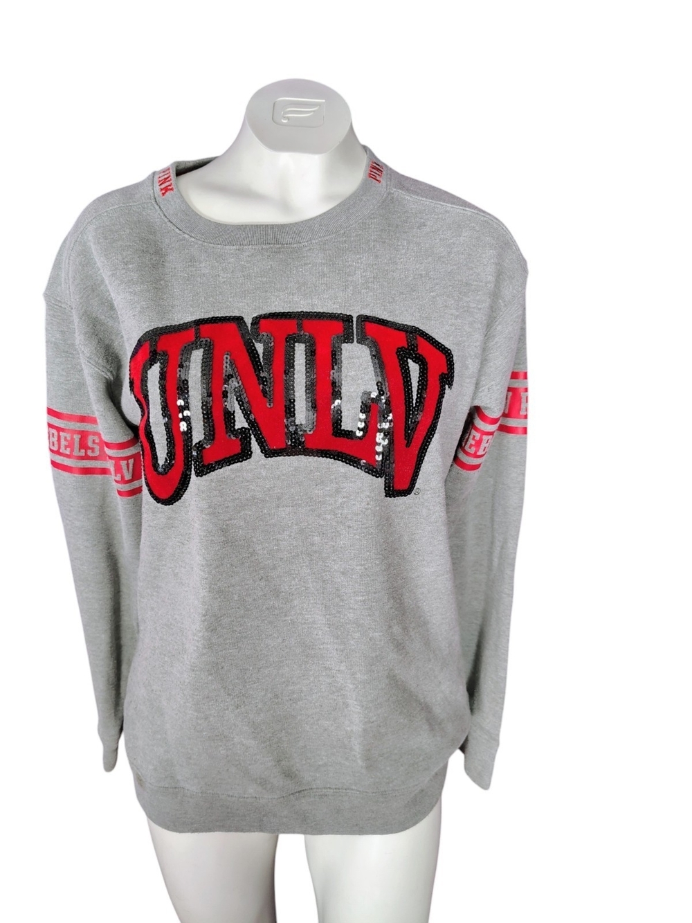 PINK Victoria's Secret Gray Crewneck with Red UNLV Logo